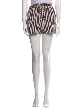 Lusana High-Waist Striped Paperbag Shorts - Brown/White